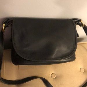 Vintage Black Leather Shoulder Bag